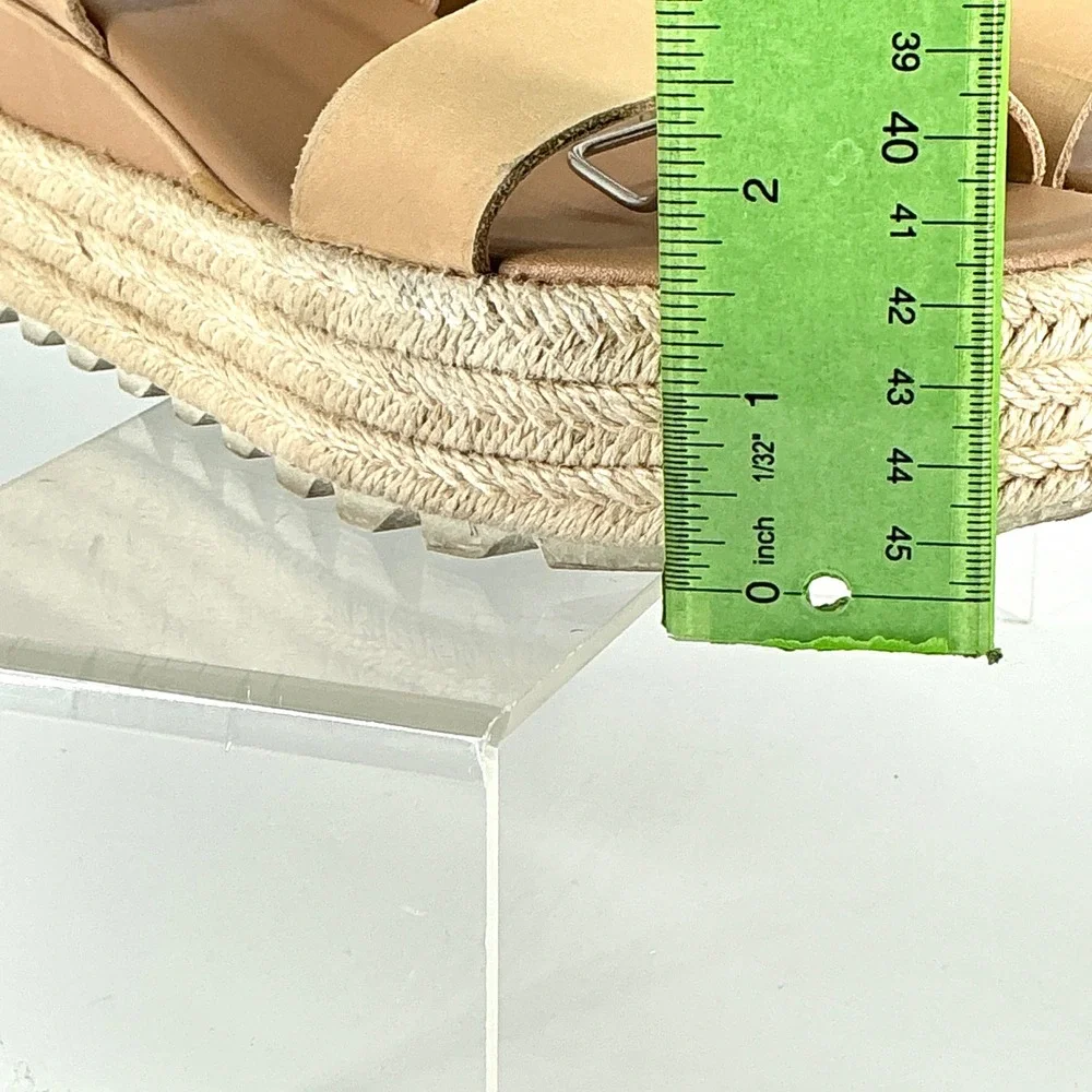 Sorel Womens Size 7 Cameron Flatform‎ Espadrille Tan Leather Platform Sandals